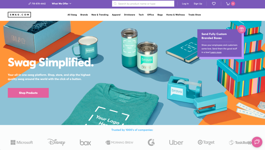 swag-website-screenshot-above-the-fold